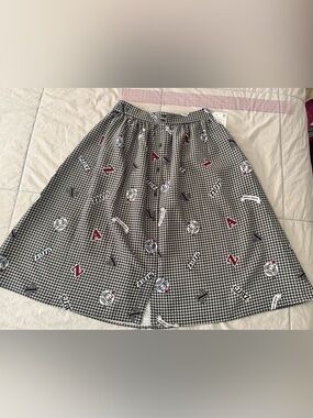 Zara Gingham Graphic A-Line Skirt